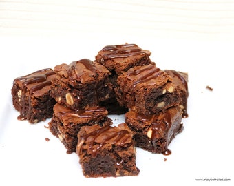 Gluten-Free Gianduja Truffle Brownies with Nutella Drizzle, Printable PDF Recipe with Photo, Instant Digital Download