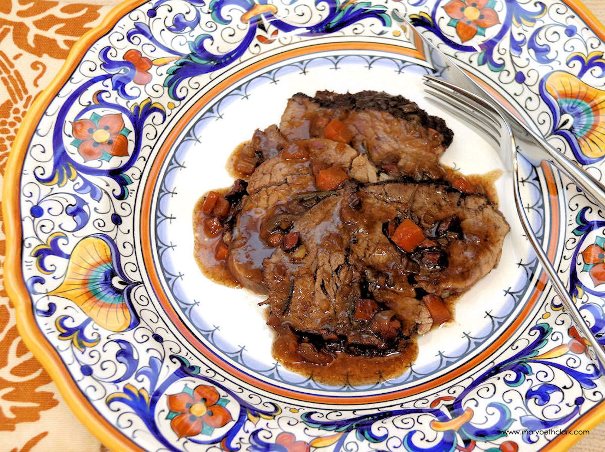Beef Pot Roast Braised in Chianti, Printable PDF Italian Stracotto Recipe with Photos, Instant Digital Download