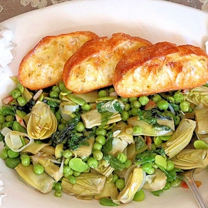 Italian Spring Vegetable Stew - Vignarola! Printable PDF Italian Recipe with Photos, Instant Digital Download