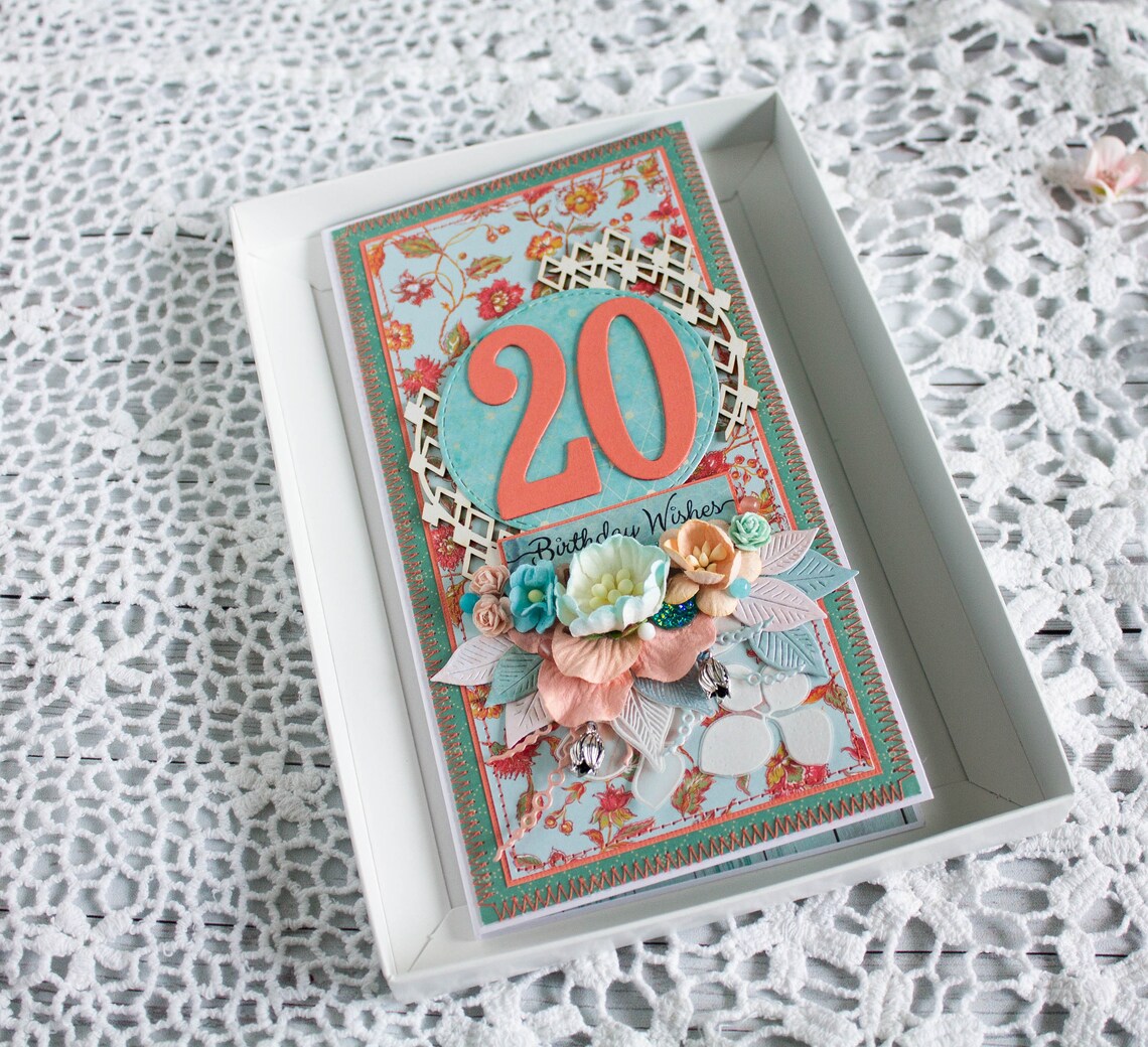 20th birthday card for her happy 20th birthday card handmade | Etsy