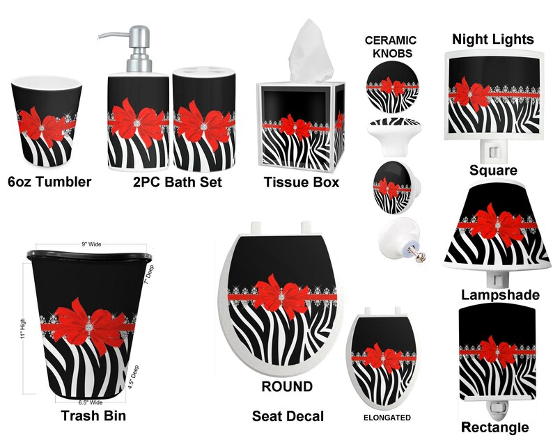 Bath Mats /& Towels Diamond Delilah Red Bow With Black And White Zebra Stripes Shower Curtain 10/% OFF SALE