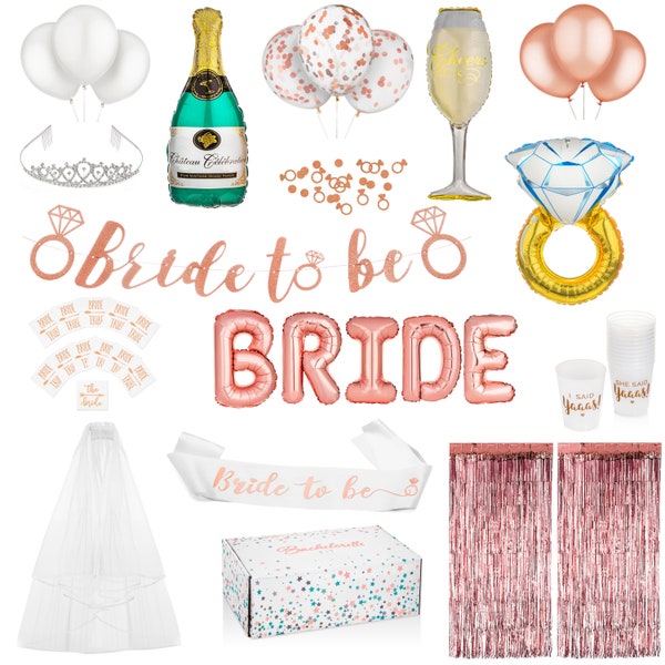 Starr Celebrations Bachelorette Party Decorations & Bridal Shower Kit | Bride To Be Banner, Sash, Veil, Tiara, Photo Walls, Cups + MUCH MORE