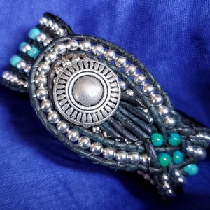 Handcrafted Turquoise and Leather Bracelet