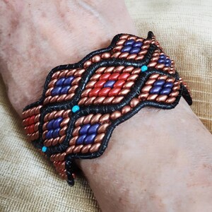 Handcrafted Bead and Leather Cuff Bracelet