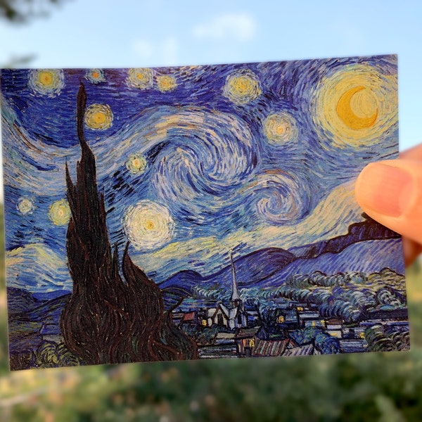 Starry Night by Van Gogh 3" x 4" UV Coated gloss sticker