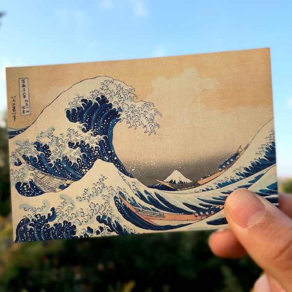 The Great Wave off Kanagawa by Hokusai 2.75" x 4" UV coated gloss sticker