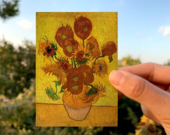 Sunflowers by Van Gogh Series 3" x 4" UV Coated gloss sticker