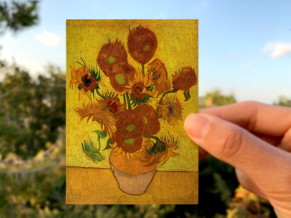 Sunflowers by Van Gogh Series 3" x 4" UV Coated gloss sticker