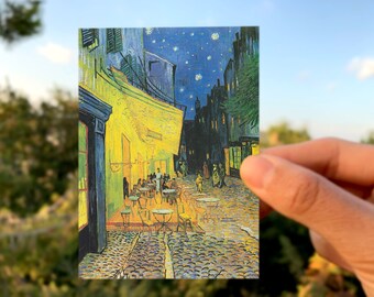 Cafe Terrace at Night by Van Gogh 3" x 4" UV coated gloss sticker laptop