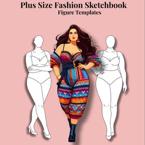 Plus Size Fashion Sketchbook: 15 Poses, Fashion Croquis, Colorable Outfits (Digital Download)