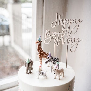 Caketopper Happy Birthday aus Holz als Geburtstagsdeko | Kuchenstecker Happy Birthday | Cake Topper Schriftzug | Caketopper Geburtstag