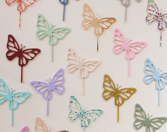 Stecker Schmetterling bunt für den Geburtstagskranz aus Acryl | Geburtstagsteller | Tischdeko Geburtstag | Steckfiguren