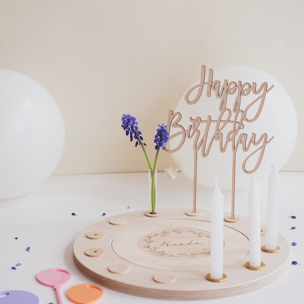 Happy Birthday Stecker aus Holz als Geburtstagsdeko | Kuchenstecker Happy Birthday | Cake Topper Schriftzug | Caketopper Geburtstag