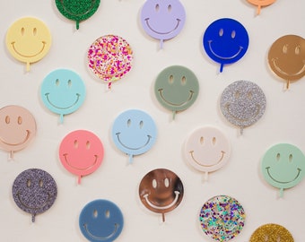 Stecker Smiley bunt für den Geburtstagskranz aus Acryl | Geburtstagsteller | Tischdeko Geburtstag | Steckfiguren