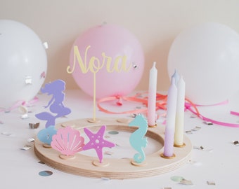 Buntes Meerjungfrauen  Stecker Sets für Geburtstagskranz| Zubehör Geburtstagring | Geburtstagszug | Steckfiguren | Kindergeburtstag Deko