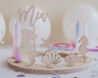 Mermaid plug sets for wooden birthday wreath | Accessories birthday ring | Birthday train | plug-in figures | Children's birthday decoration