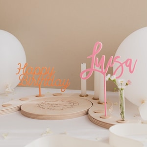 Colorful name stud birthday ring | Birthday wreath personalized | Table decoration birthday | Birthday plate candles | Birthday train