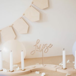 Namensstecker Geburtstagsring Holz | Geburtstagskranz personalisiert | Tischdeko Geburtstag | Geburtstagsteller Kerzen | Geburtstagszug bild 10