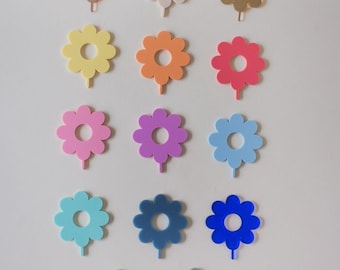 Daisy plugs in colour for the birthday wreath made of acrylic | Birthday plates | Birthday table decorations | Plug-in figures