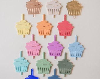 Stecker Muffin bunt für den Geburtstagskranz aus Acryl | Geburtstagsteller | Tischdeko Geburtstag | Steckfiguren