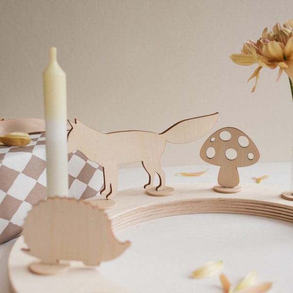 Waldtiere Stecker Sets für Geburtstagskranz aus Holz | Zubehör Geburtstagring | Geburtstagszug | Steckfiguren | Kindergeburtstag Deko