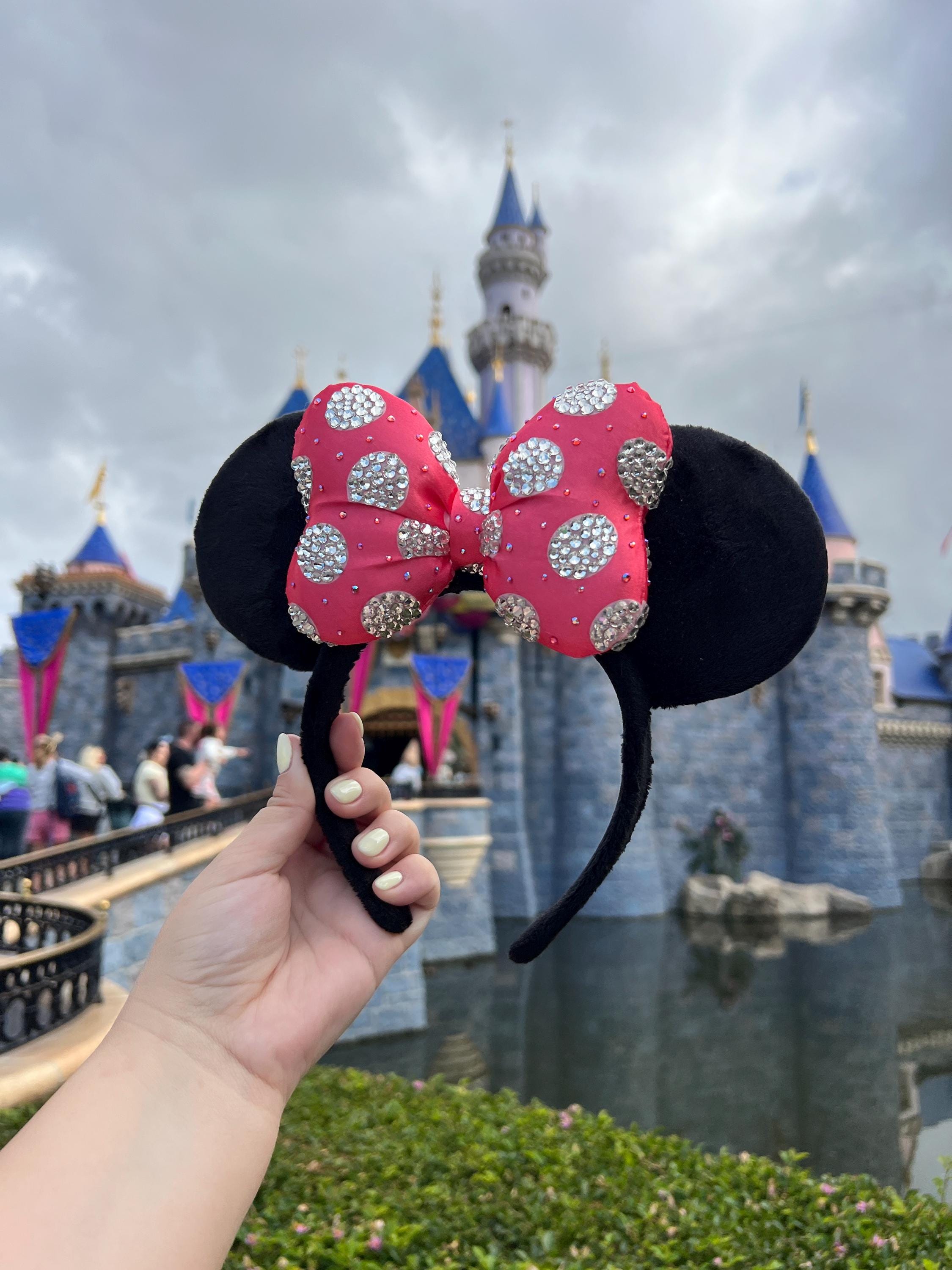 Rare Disney Store Red Velvet Bow Headband Apple Rhinestone Gold Accents One Size Sequin Velvet Minnie Ears, Disney Inspired Headband - Etsy main image 3