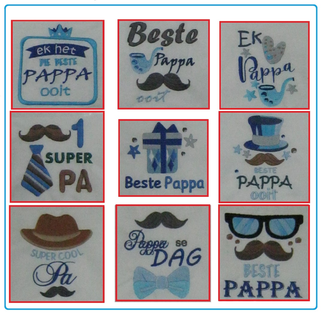 Fathers Day Embroidery Designs AFRIKAANS Etsy