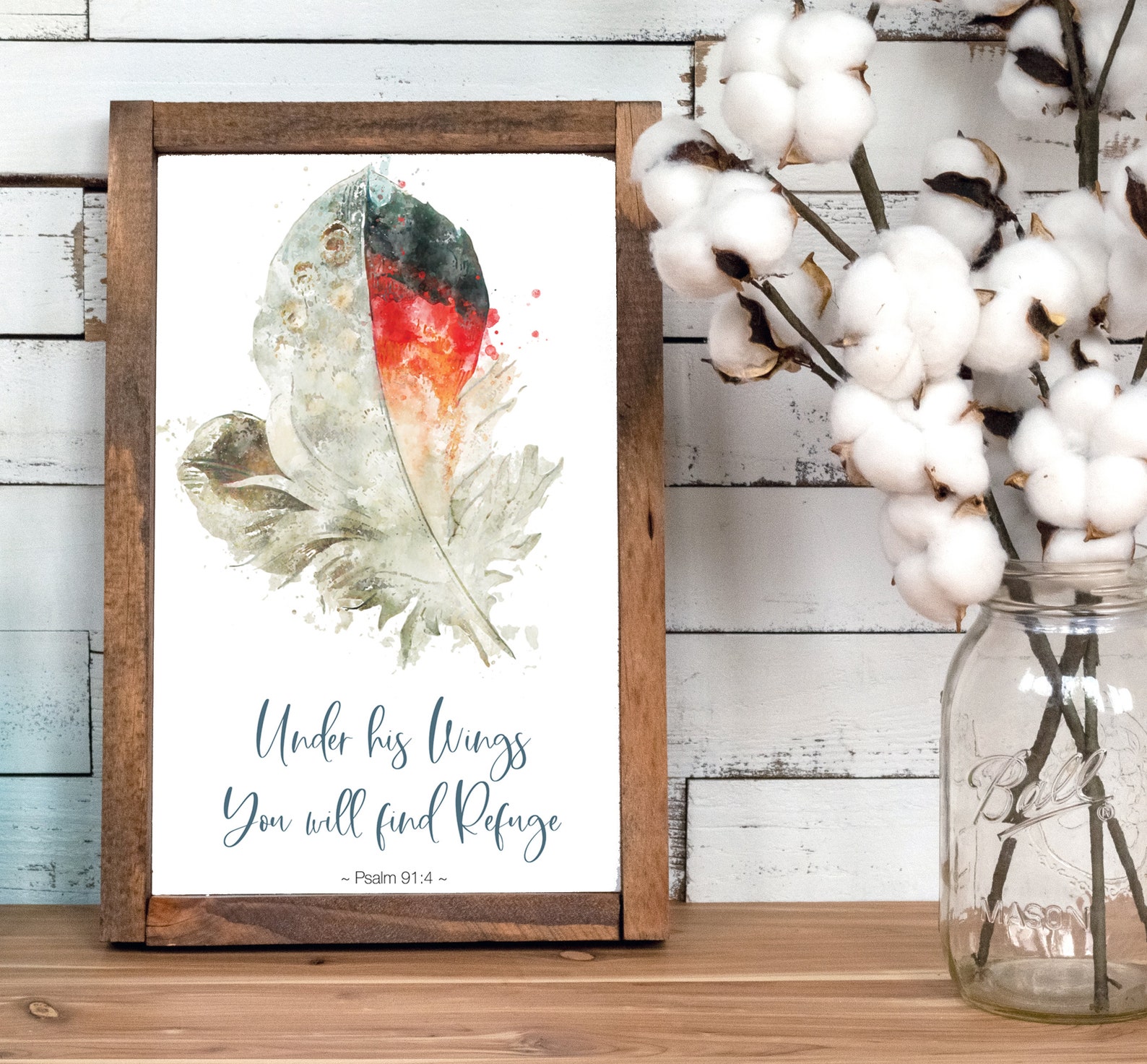 Under his wings you will find refuge printable artwork psalm etsy
