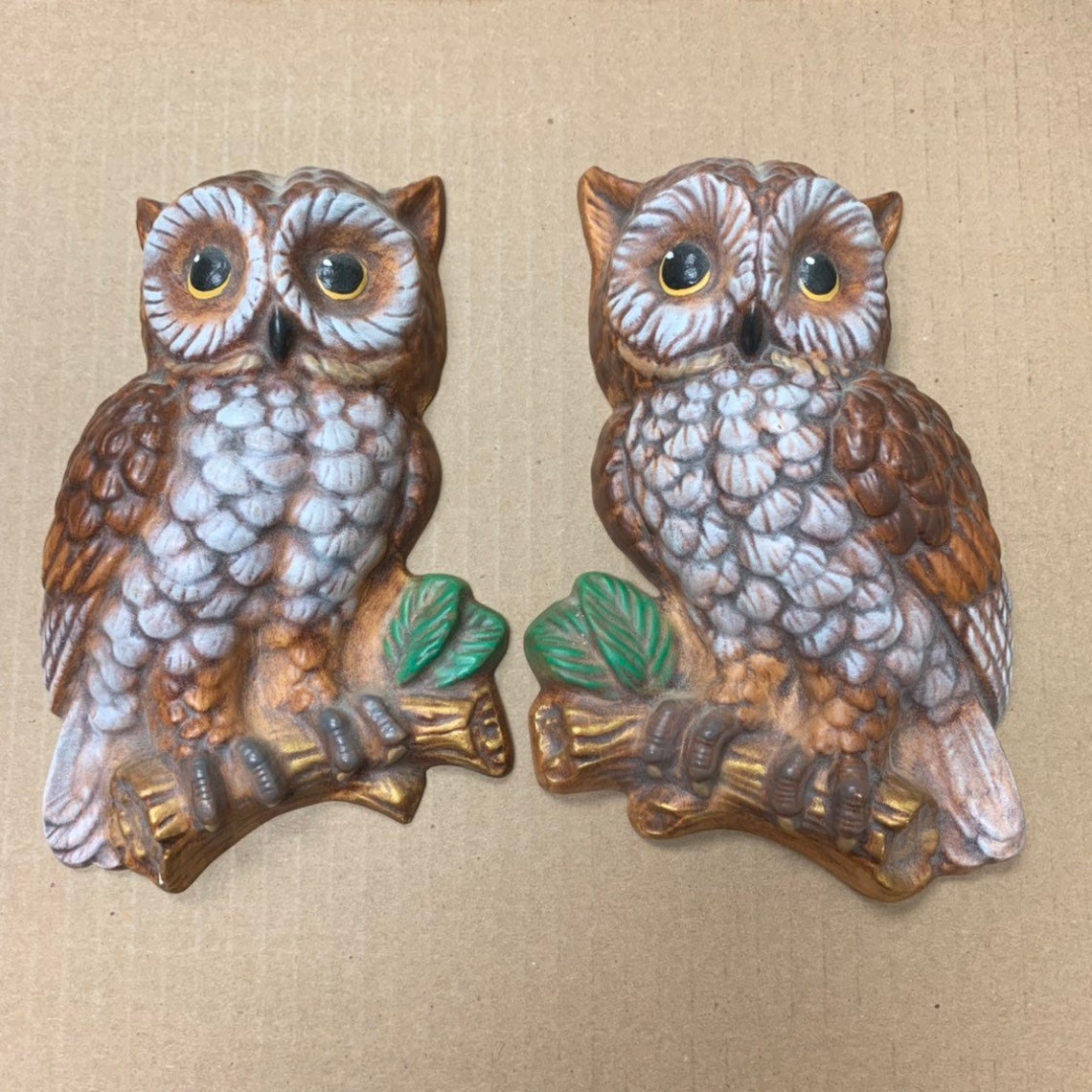 Vintage Ceramic Owl wall hangings owl decor brown owl wall Etsy