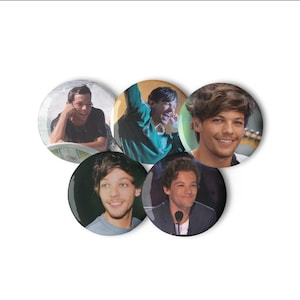Set of 5 Louis Tomlinson pin buttons - design 2