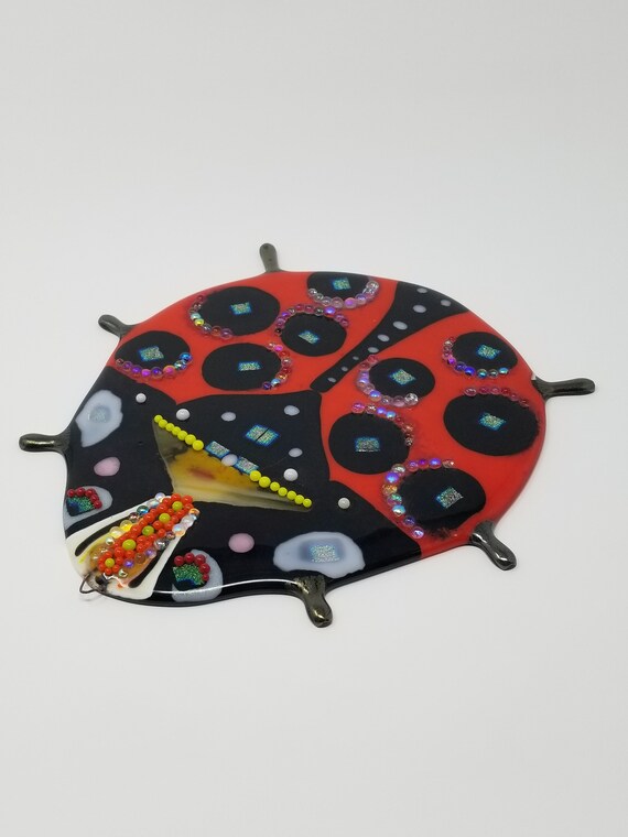 Fused Glass Ladybug Art Glass Wall Hanging Sun Catcher Etsy