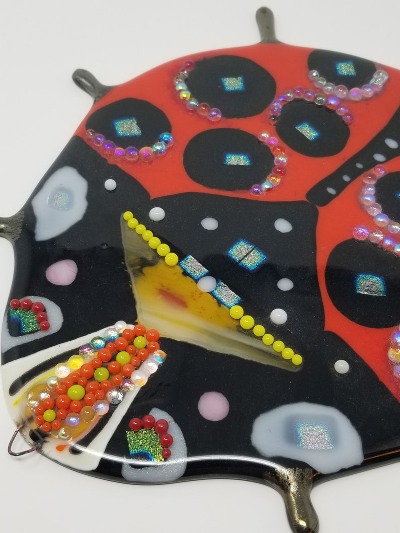 Fused Glass Ladybug Art Glass Wall Hanging Sun Catcher Etsy