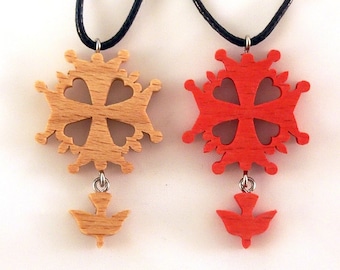 Huguenote Cross necklace with wooden pendant