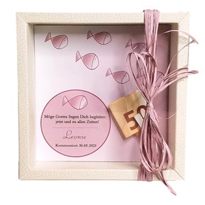 Geldgeschenk Verpackung Kommunion Konfirmation rosa personalisiert