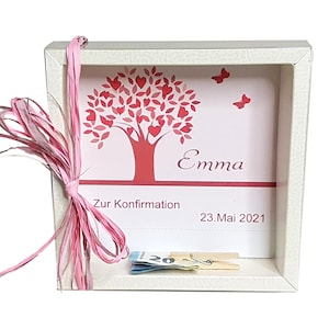 Money gift packaging confirmation communion tree personalized pink