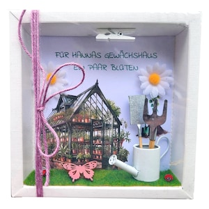 Geldgeschenk Verpackung Gewächshaus Garten Geburtstag Geschenk personalisiert Wunschtext