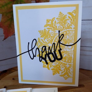 Yellow Thank You Card Set of 6, Stampin' Up Greeting Cards, Yellow Cards, Medallion Cards, Spring, Handmade Card, Elegant Card, Simple Cards