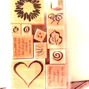Stampin' Up Retired Sketch It Wood Mounted Rubber Stamp, Set of Twelve, Pre-Owned, Floral, Heart, Shape Designs, RARE