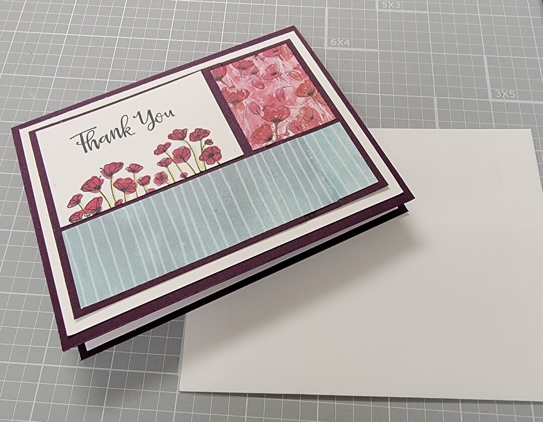 Floral Thank You Card Set of 6 Stampin' up Red Floral Card, Cheerful ...