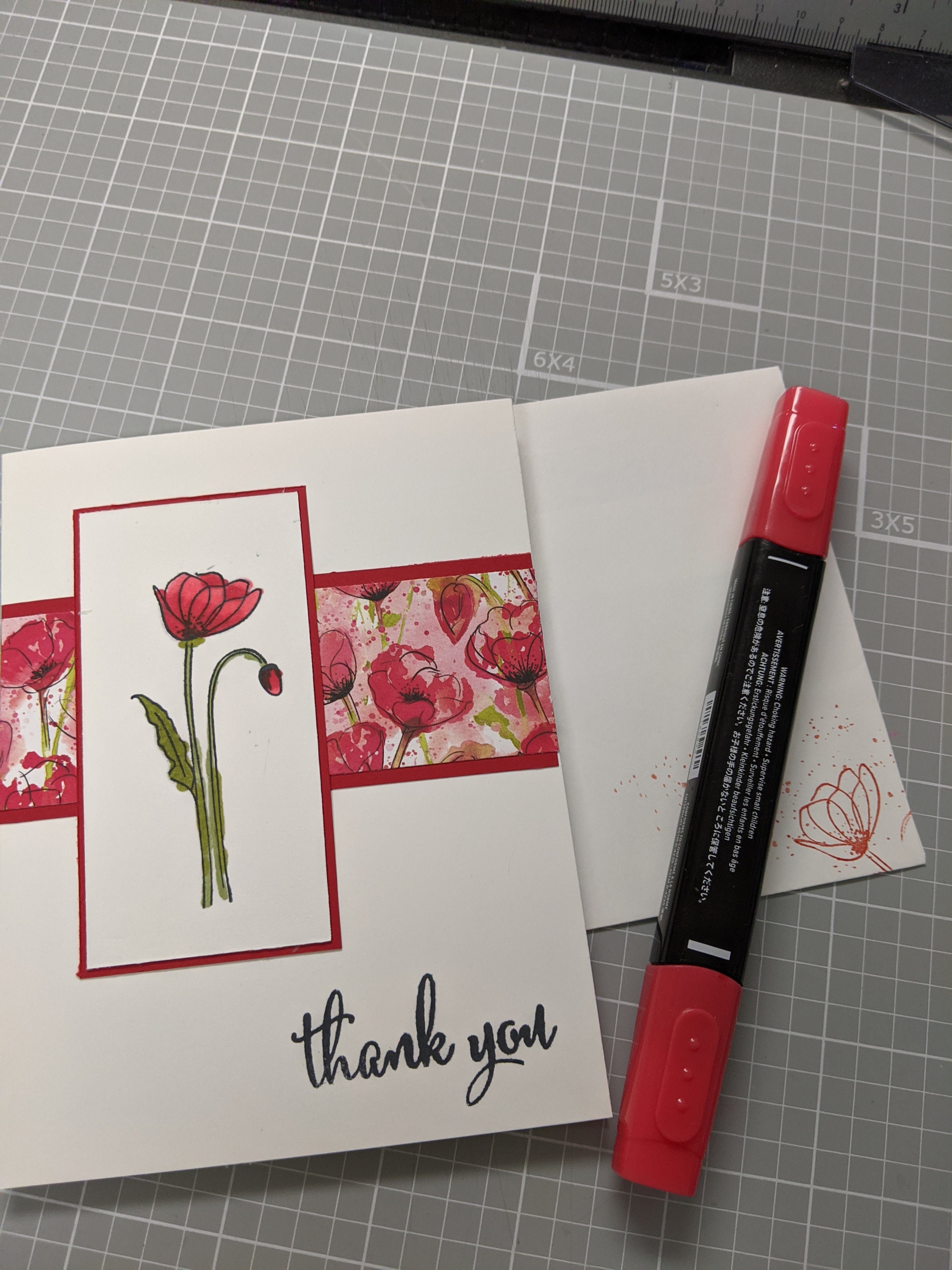 Thank You Card Set of 6, Greeting Card, Stampin' up Floral Card ...