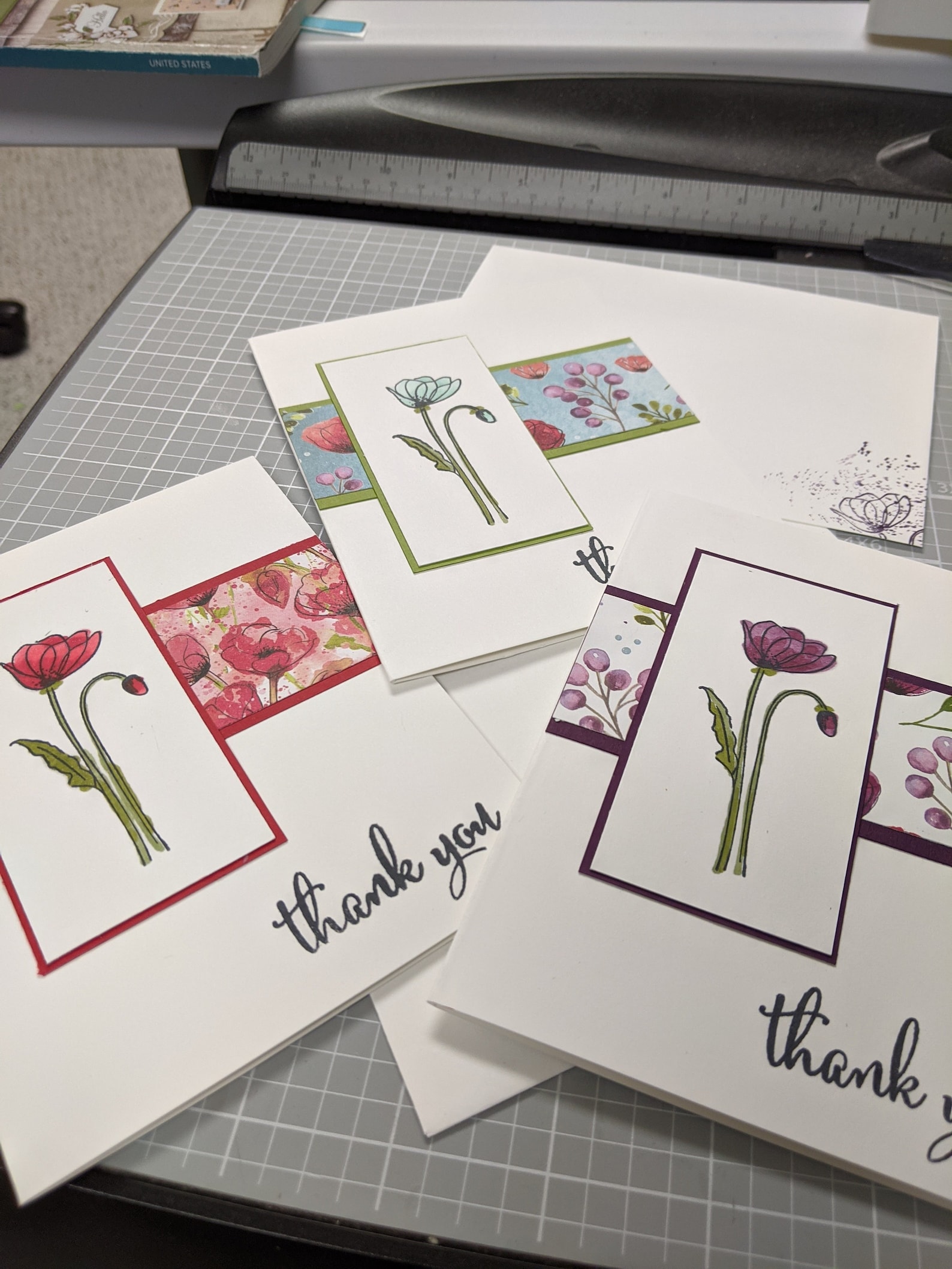 Handmade Card Set Thank You Card Set of 6, Greeting Card, Stampin' up Floral Card ...