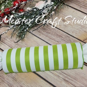 Lime Green Faux Striped Candy Wreath Attachment, Handmade, Christmas Candy Attachment, Holiday Wreath Attachment, Ornament, Faux Lime Candy