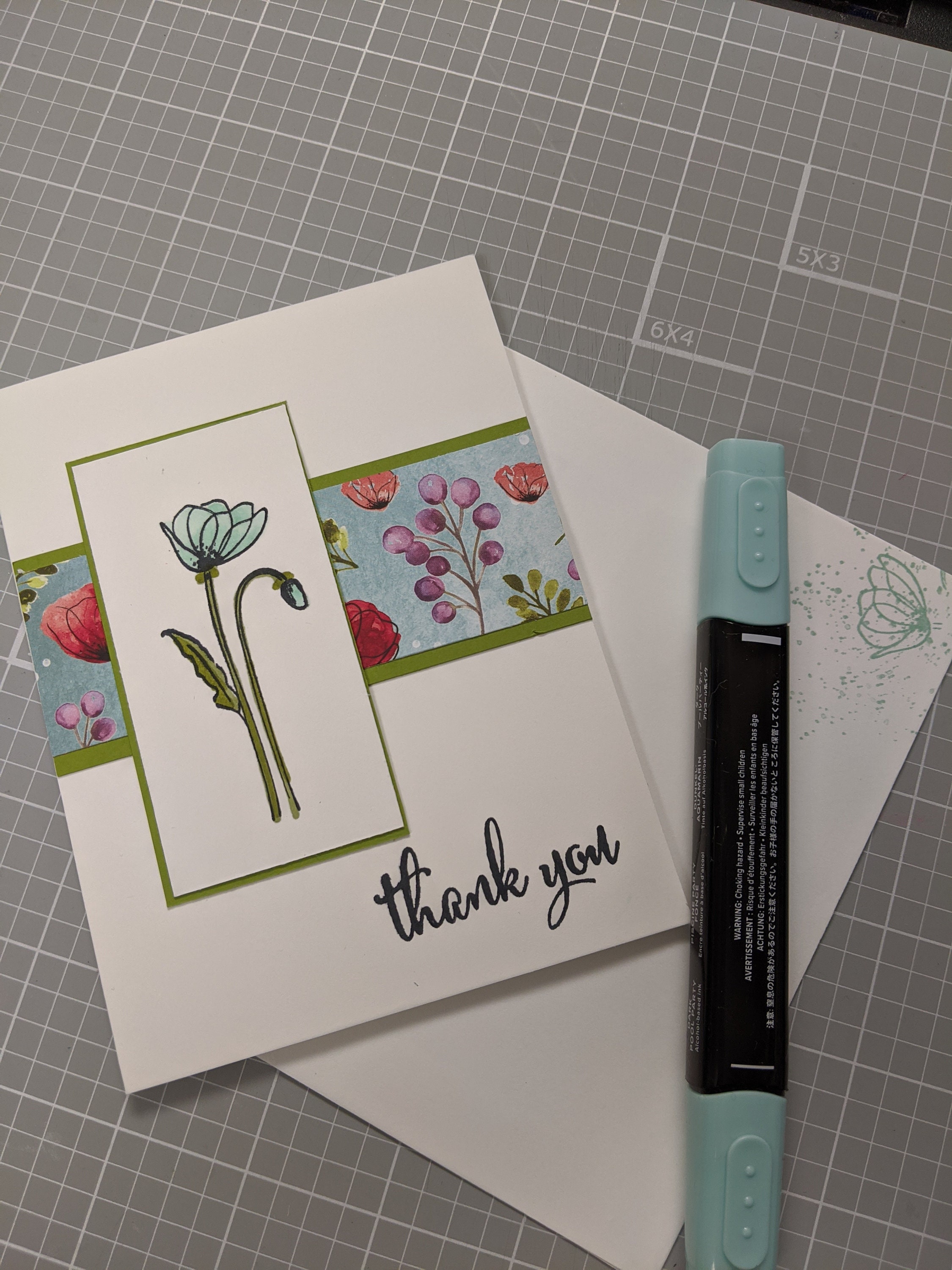 Thank You Card Set of 6, Greeting Card, Stampin' up Floral Card ...