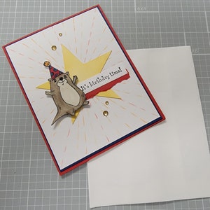 Stampin&#39; Up Kids Card Otter Birthday Card, Boy or Girl Birthday Card, Greeting Card, Handmade, Star Birthday Card. Boys Card, Girls Card