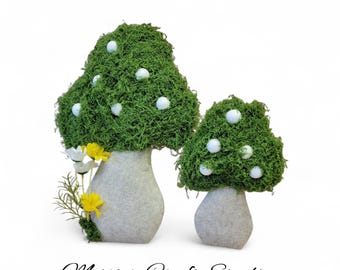Faux Moss Mushroom Wreath Attachment, Woodland Spring Decor, Felt Mushroom Accent, Neutral Fairy Garden Wreath Add-On