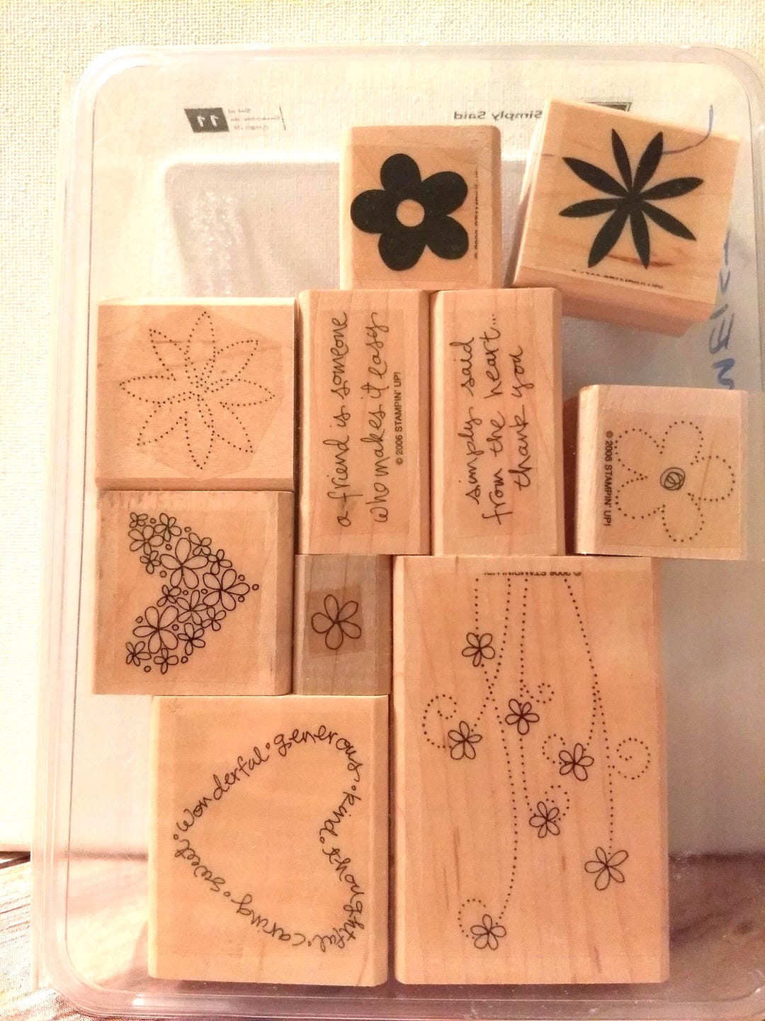 Stampin' up Retired Simply Said Wood Mounted Rubber Stamp, Set of ...