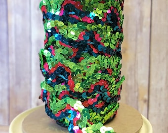 Scroll "S" Sequin Trim 1" - 5 Continuous Yards - Multi-Color Iridescent Wavy Sequin Ribbon for Crafts, Wreaths, DIY Projects, Costumes