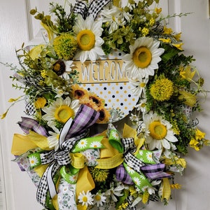 Daisy Spring Wreath, Mothers Day Yellow Daisy Wreath, Spring Wreath, Welcome Wreath, Summer, Everyday, Farmhouse, Floral Vine Wreath