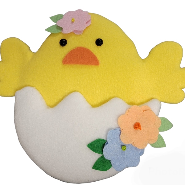 Spring Chick Egg Shell Wreath Attachment, Handmade, Easter Chick Attachment, Yellow Chick and Egg, Spring, Easter