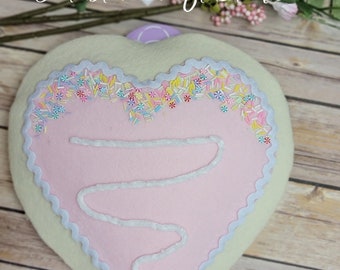 Pink Heart Fake Cookie Wreath Attachment, Sugar Cookie Decor, Pink Candy Heart, Valentines Day, Spring, Easter